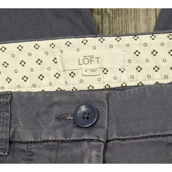 (3/$35) Ann Taylor Loft Pockets Slate Grey Blue Straight Leg Cropped Pants - Picture 4 of 10
